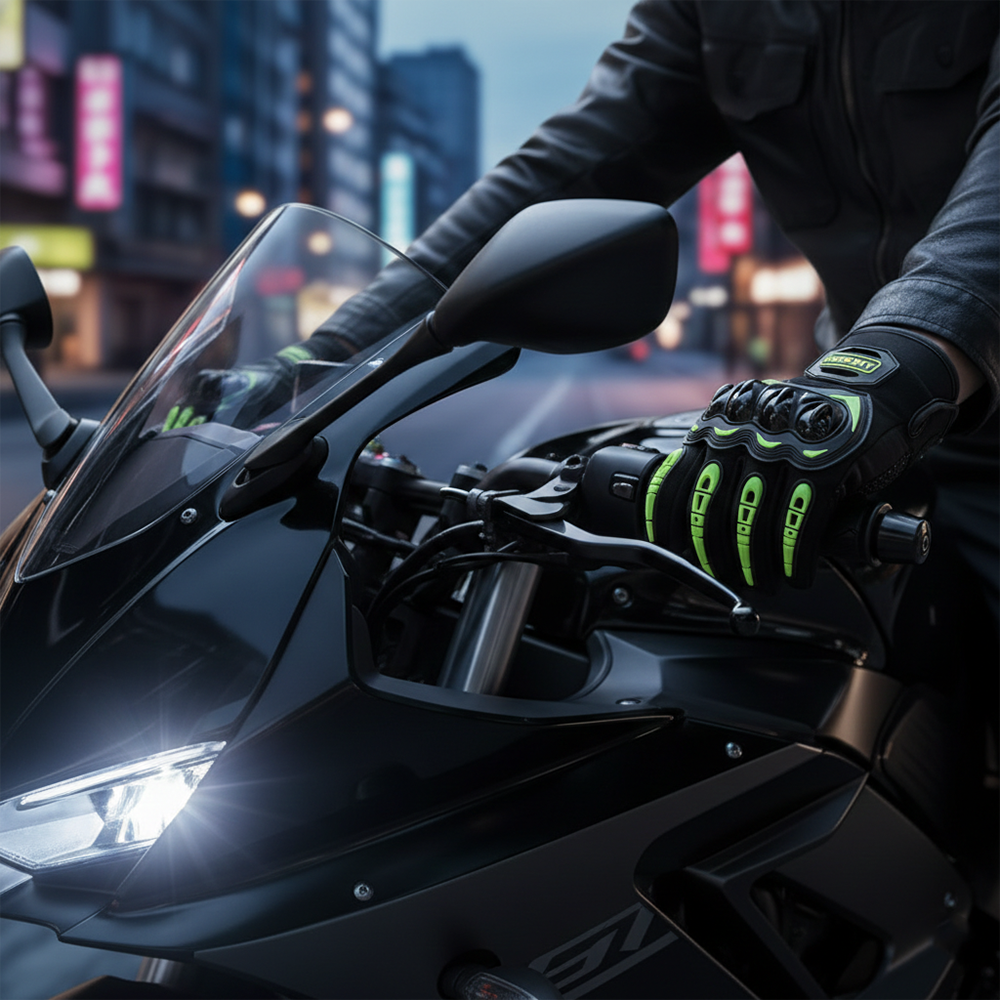 Suomy Full Finger Protective Motorcycle Gloves With Touch Screen Green - Image 4